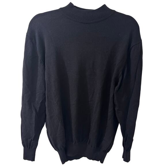 Bernini Extrafine Merino Wool Sweater Black Mock Neck Italy Men, Large - Picture 1 of 7